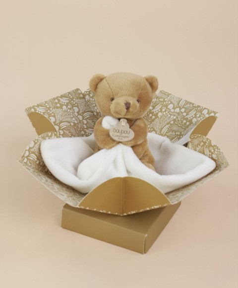 Doudou mouchoir- Mon petit ourson marron - 10 cm