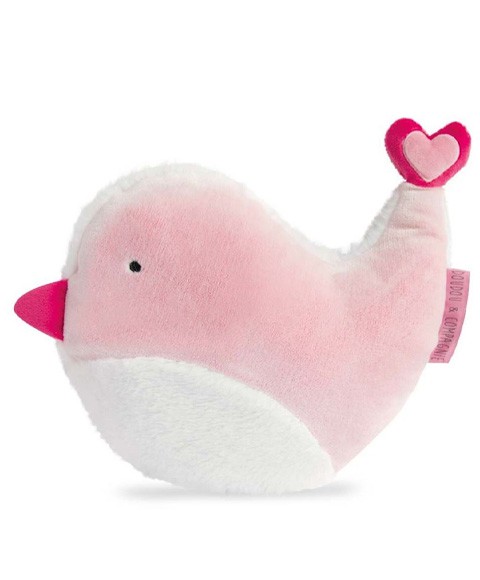 Doudou coussin oiseau rose