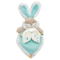 Doudou plat lapin de sucre vert -  24 cm