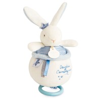 Peluche musicale lapin matelot bleu - 14 cm