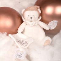 Ours en peluche Rose attache-sucette - 20 cm - Collection Anniversaire