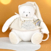 Peluche eveil Bébé Ours Blanc - 30 cm - Collection Anniversaire